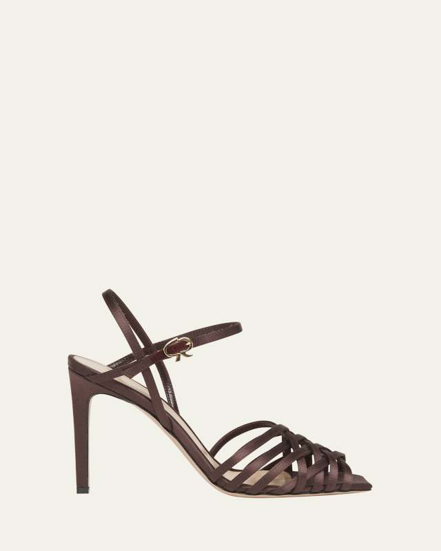Woven Crepe Ankle-Strap Sandals
